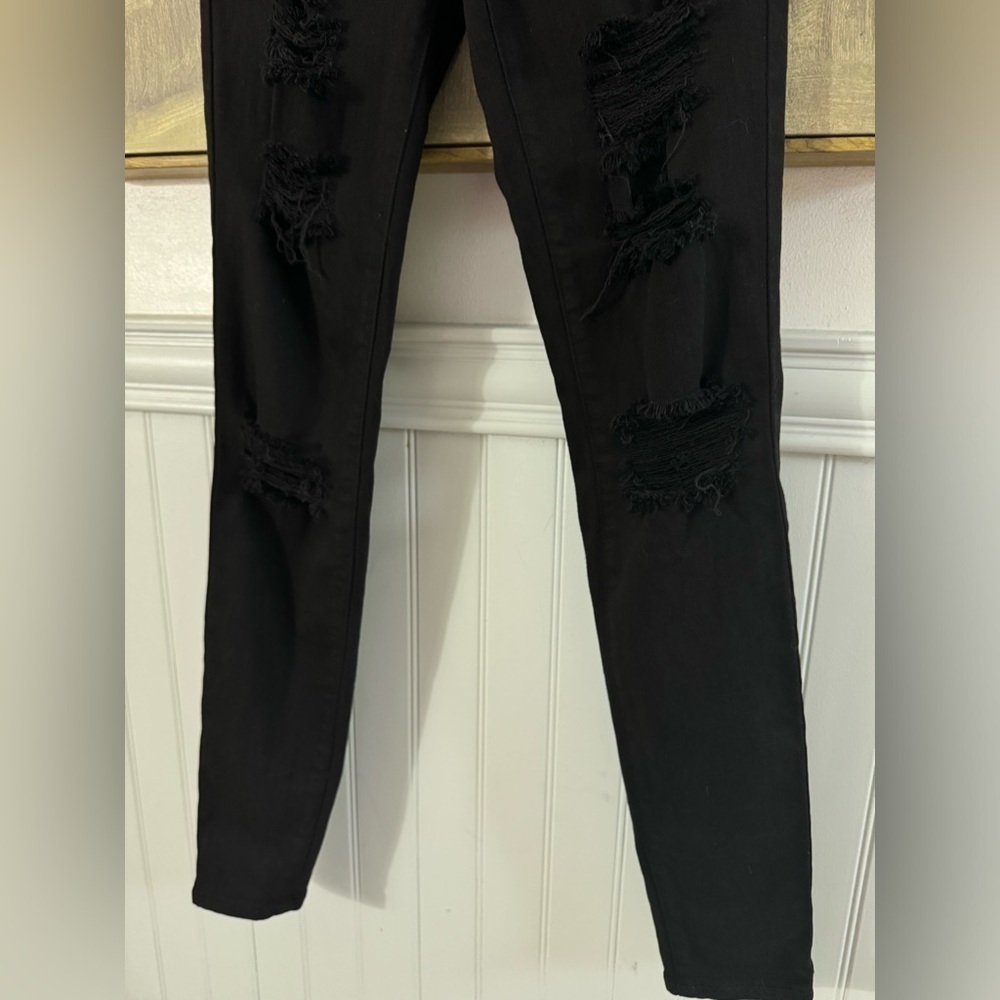 PACSUN Black Ripped High Waisted Jeggings Size 24 - Picture 10 of 10
